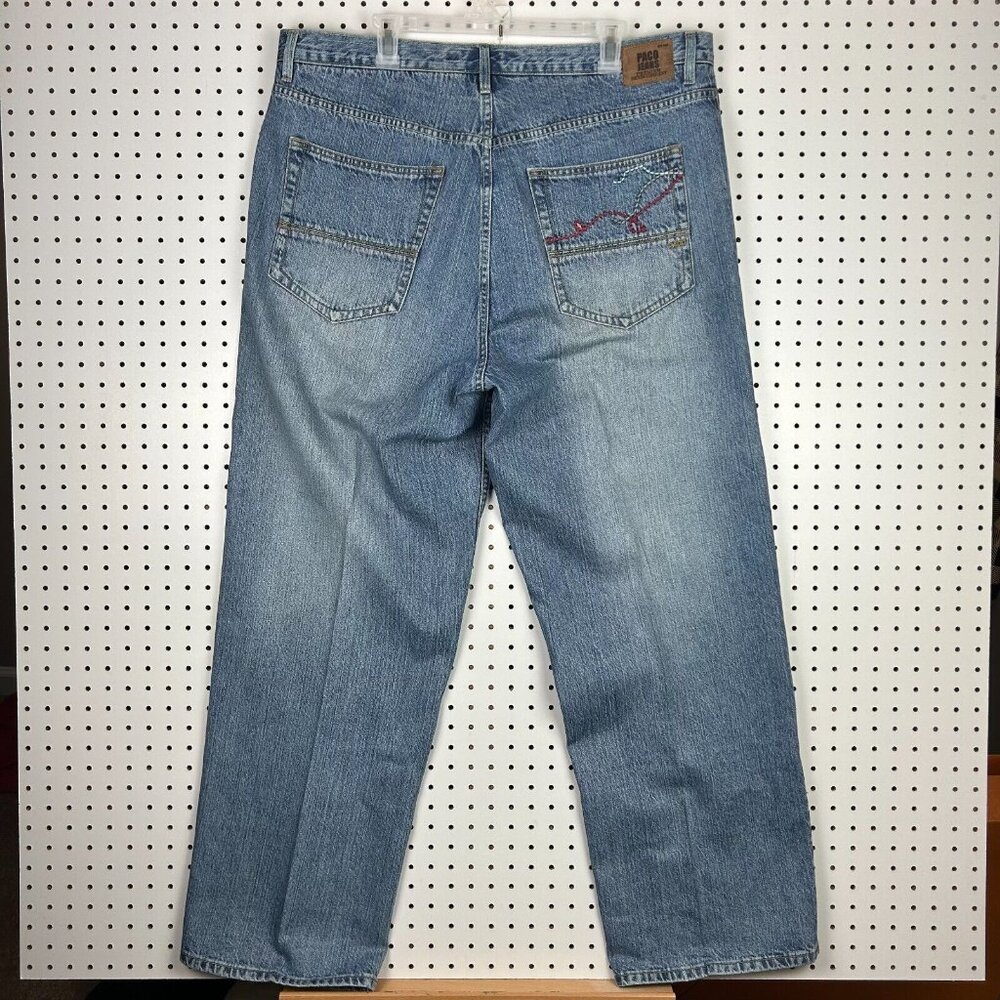 Paco Y2K Light Wash Denim Jean 40x33 Stitched 90s Streetwear Skate Baggy Hip Hop
